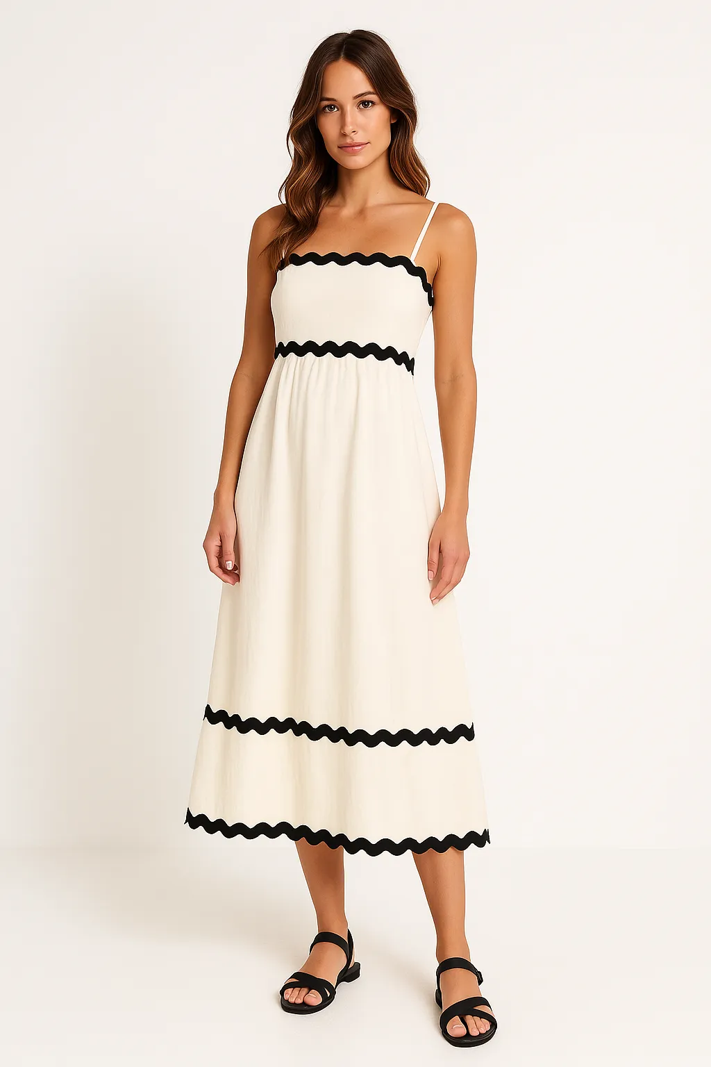 Women’s Maxi Dress – Sleeveless – Spaghetti Straps – Scalloped Trim – Lightweight Fabric