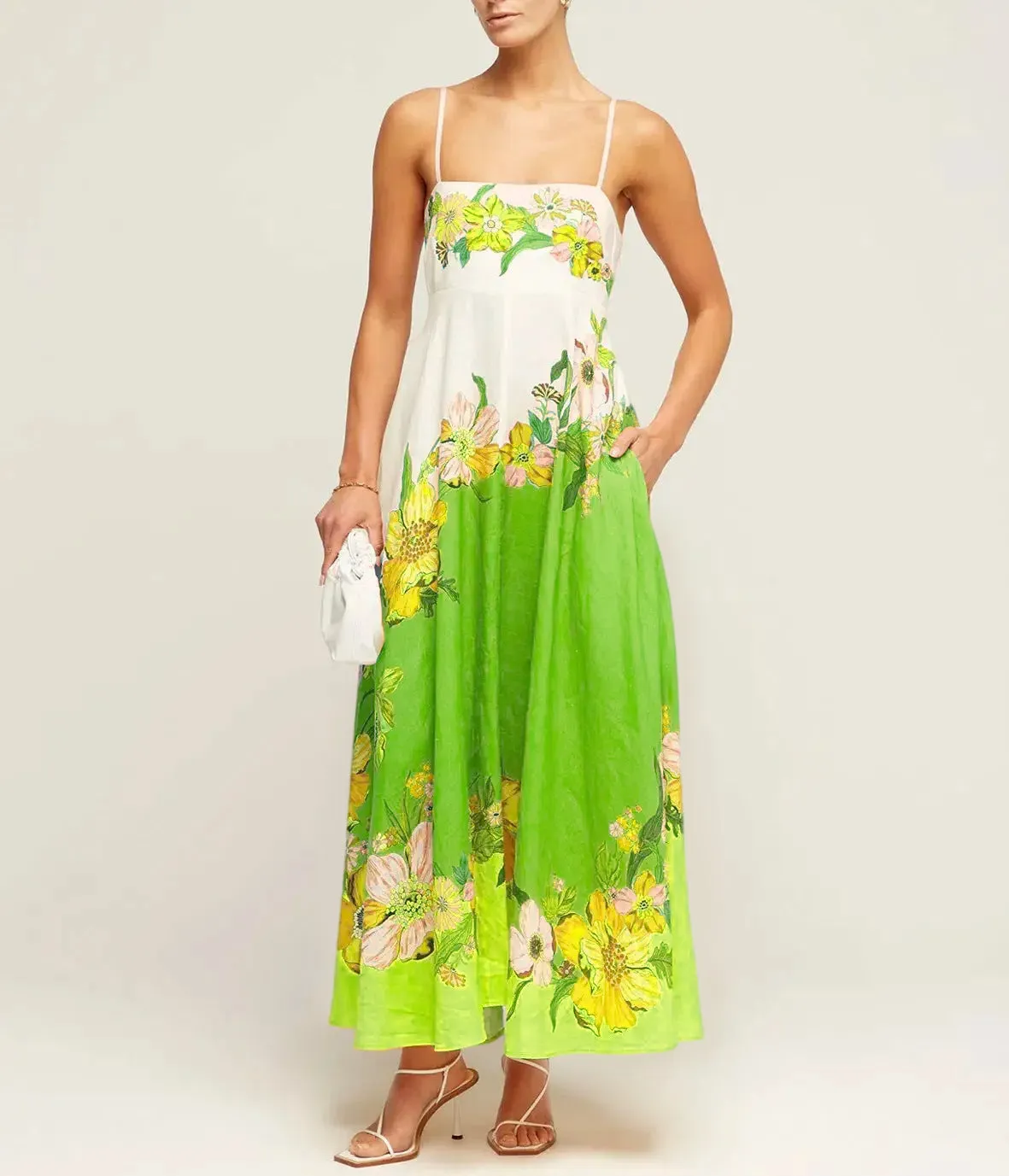 Women’s Maxi Dress - Smocked Bodice - Spaghetti Strap - Flowy Boho Silhouette