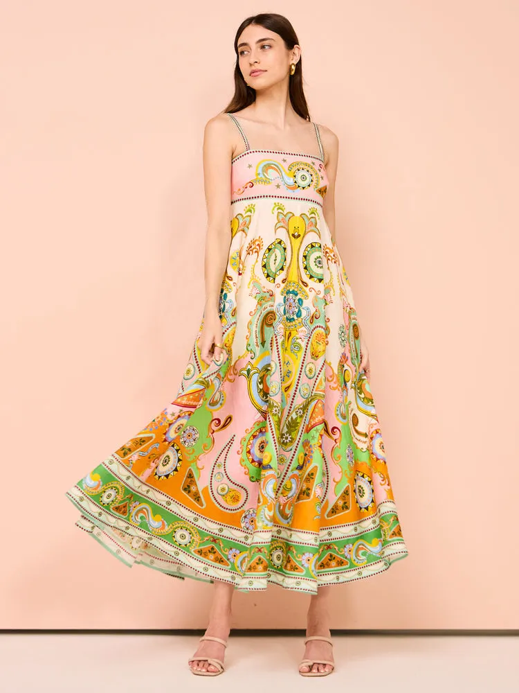Women’s Maxi Dress - Smocked Bodice - Spaghetti Strap - Flowy Boho Silhouette