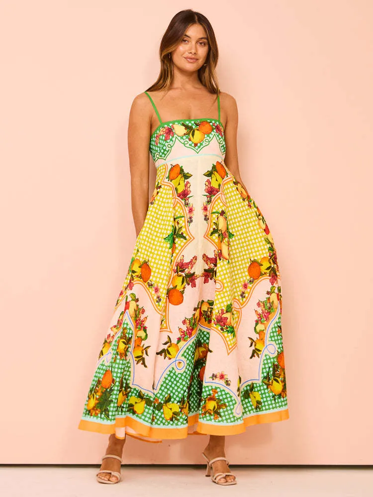 Women’s Maxi Dress - Smocked Bodice - Spaghetti Strap - Flowy Boho Silhouette