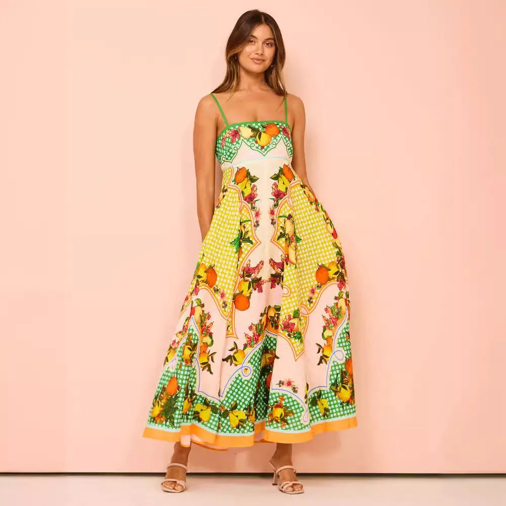 Women’s Maxi Dress - Smocked Bodice - Spaghetti Strap - Flowy Boho Silhouette