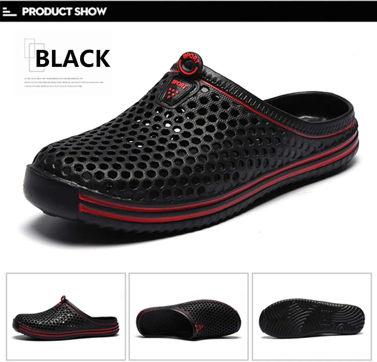 Womens Mens Bathroom Garden Non-slip Hole Breathable Lightweight Sandals Unisex Beach Quick Drying Sandals Couple Indoor/Outdoor Slippers