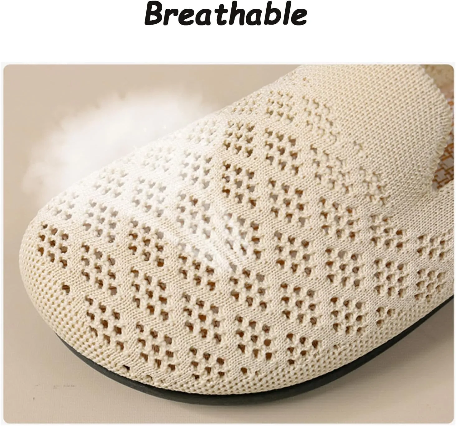 Women's Mesh Cutout Cloth Flats Loafer Shoes Round Toe Comfort Breathable Casual Slip On Walking Shoes for Flexible Workout