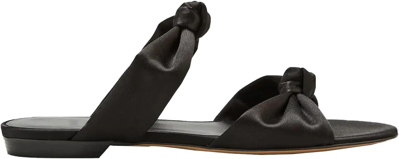 Women's Mule Flats Bow Sandal Slippers Two lace-up Flat Shopping Shoes Pointed Party Shoes