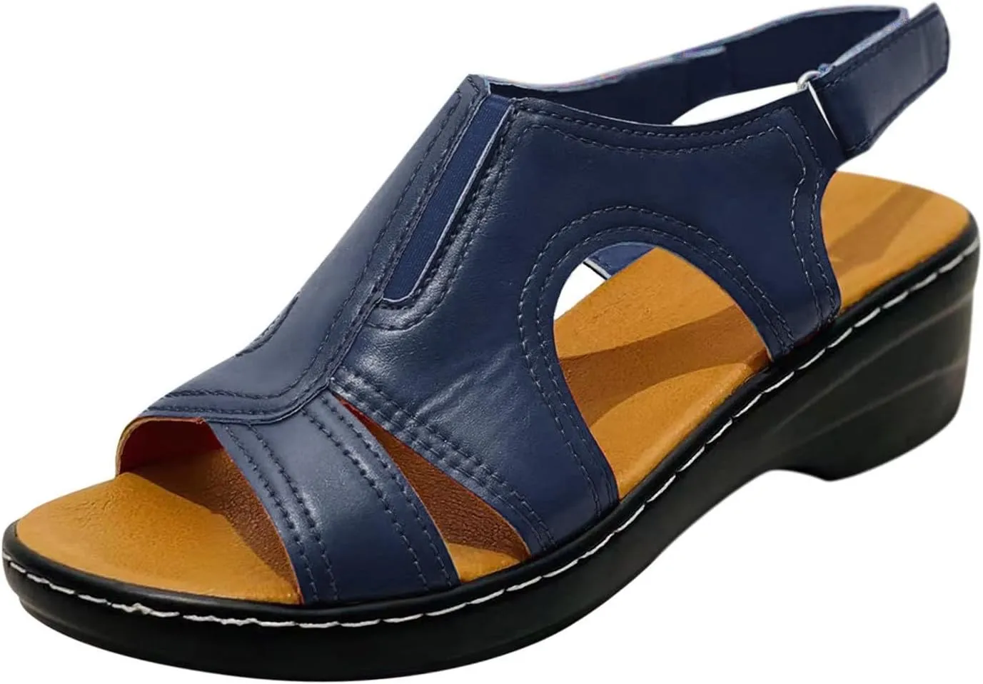 Womens Orthopedic Sandals Dressy Wide Width Strap Open Toe Wedge Sandals Platform Summer Shoes with Arch Support