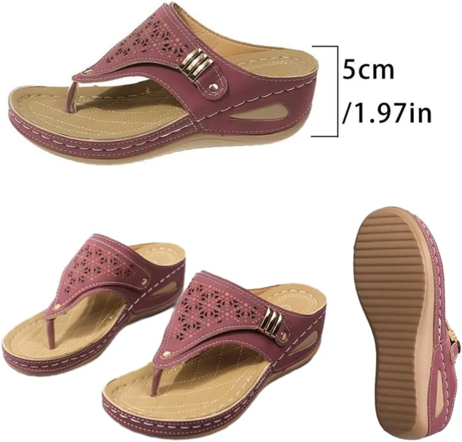 Women's Orthoptic Lightweight Breathable Mesh Sporty Sandals Wedges Thick-Soled Flip-Flops Open Toe Beach Sandals, Blue