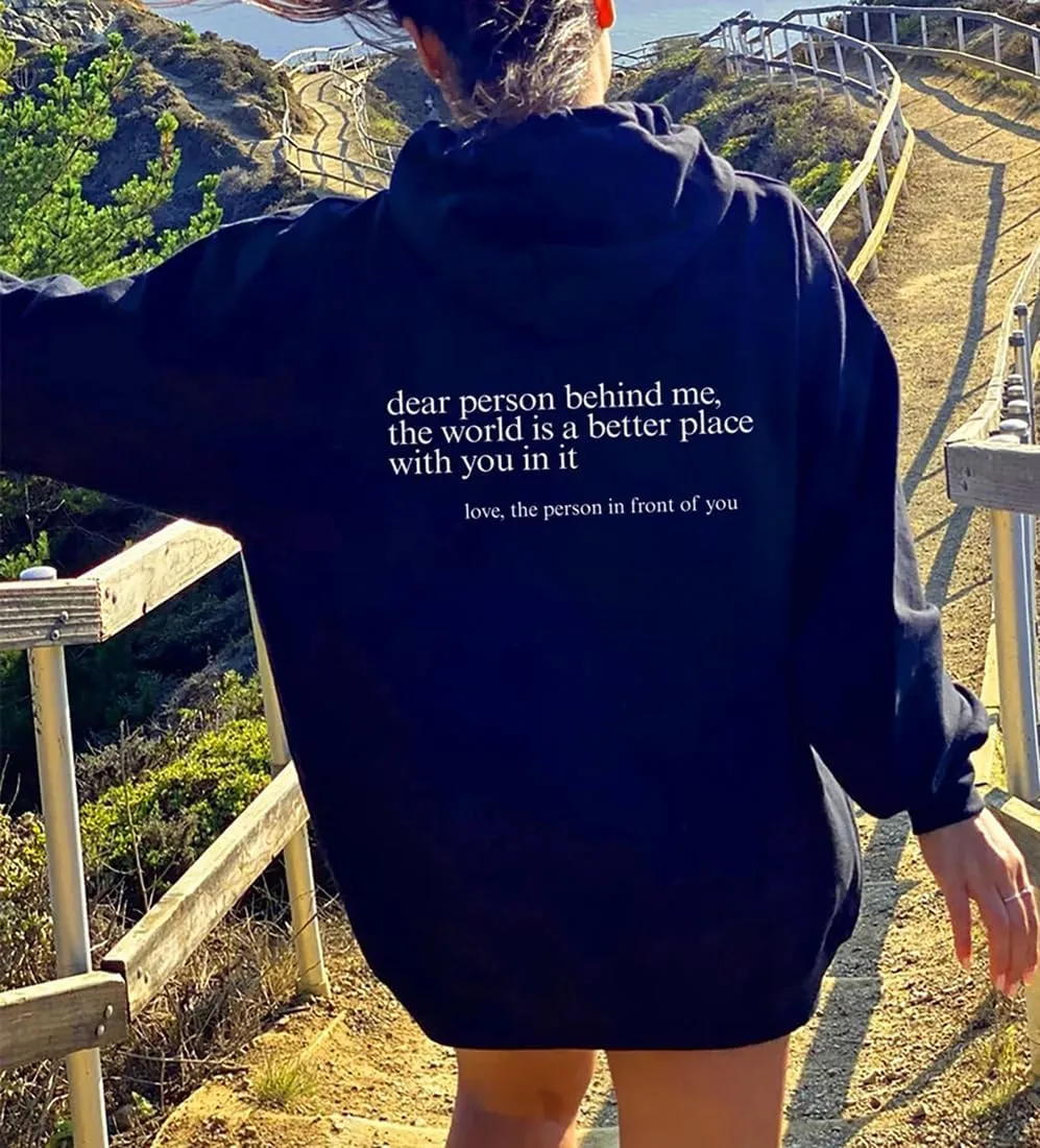 Womens Oversized You Are Enough Hoodie Dear Person Behind Me Sweatshirt Personalized Hoodie Loose Trendy Pullover
