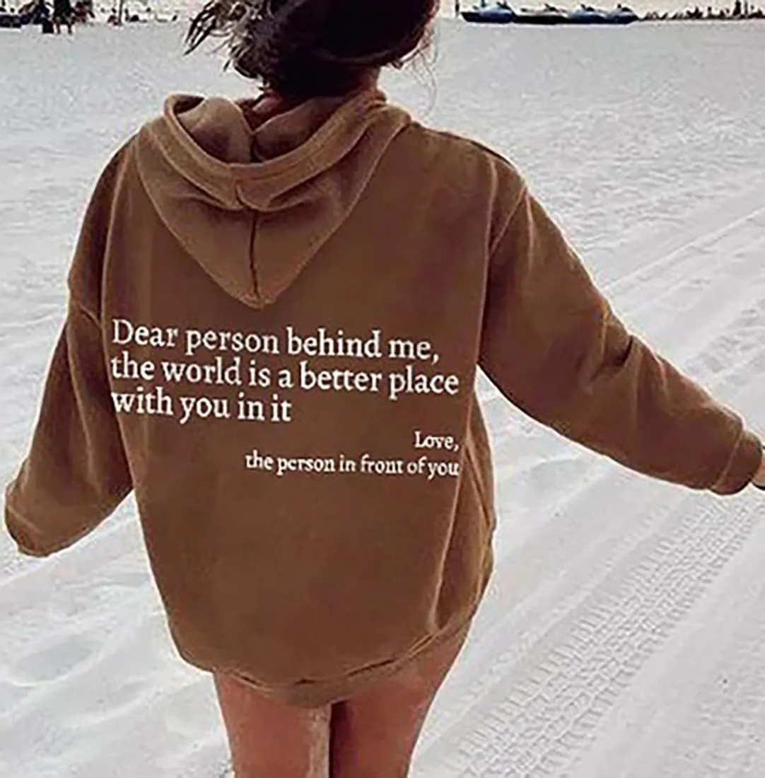 Womens Oversized You Are Enough Hoodie Dear Person Behind Me Sweatshirt Personalized Hoodie Loose Trendy Pullover