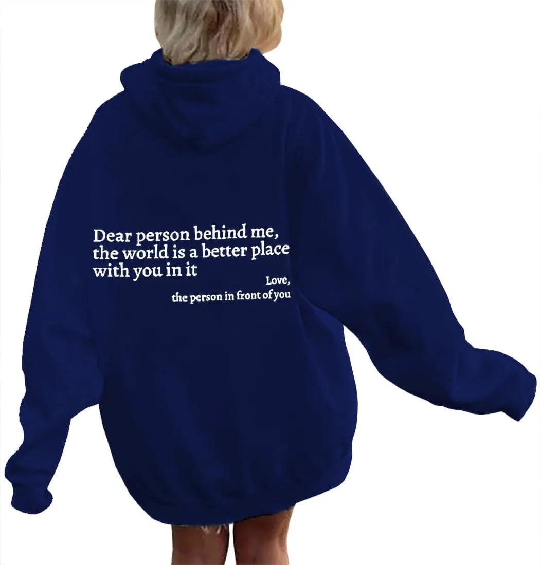 Womens Oversized You Are Enough Hoodie Dear Person Behind Me Sweatshirt Personalized Hoodie Loose Trendy Pullover