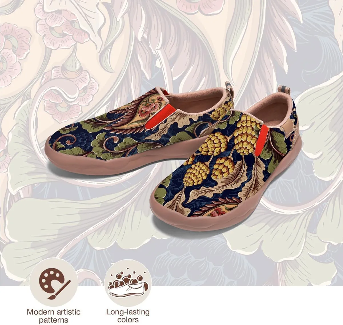 Women's Painted Loafers Slip-On Walking Travel Shoes Ladies Floral Art Sneakers