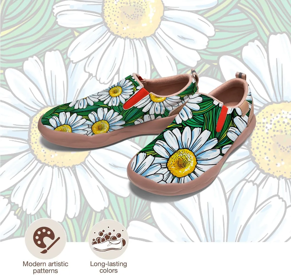 Women's Painted Loafers Slip-On Walking Travel Shoes Ladies Floral Art Sneakers