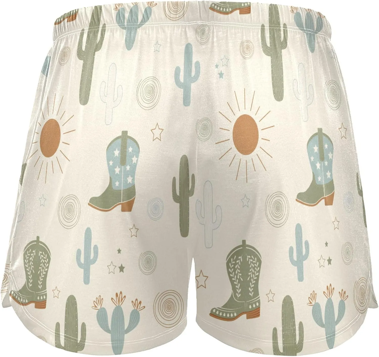 Women's Pajama Shorts Western Cowboy Boots Cactus Sleepwear Lounge Sleep Bottom with Pockets S-XXL