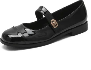 Women's Patent Leather Classic Mary Jane Flats,Dressy Round Toe Ballet Flats,Soft Work Flats Retro Mary Jane Flats