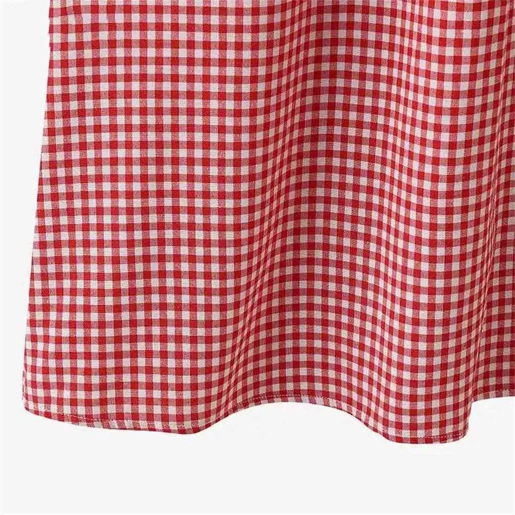 Women's Plaid Bohemian Style Holiday Dress O-Neck Sleeveless Casual Loose Dress