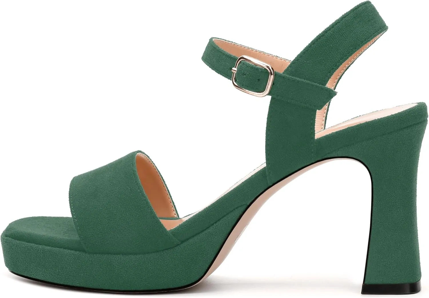 Womens Platform Chunky Heel Sandals, Open Toe Comfort Dress Sandals with Adjustable Ankle Strap 3.3 In