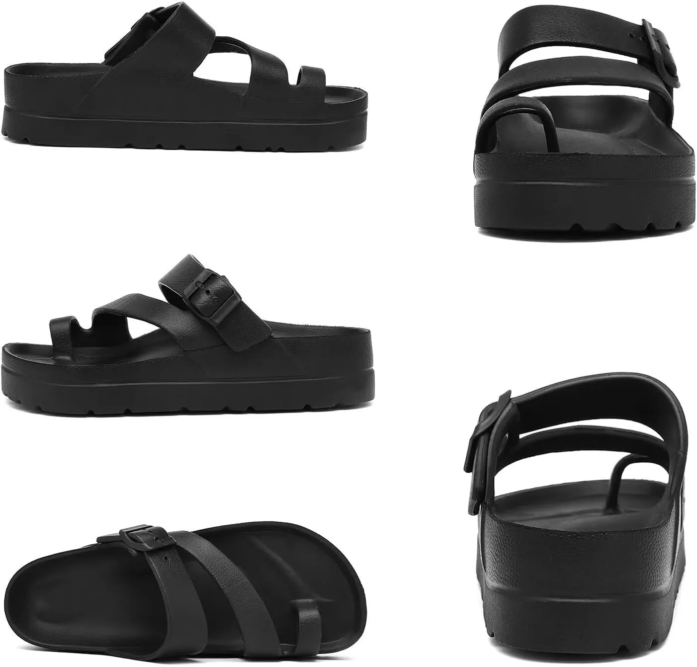 Women's Platform Flip Flops with Arch Support, Eva Lightweight Chunky Slide Sandals for Women, Fashion Comfort Summer Beach Sandal with Adjustable Buckle, Sandalias De Plataforma Para Mujer