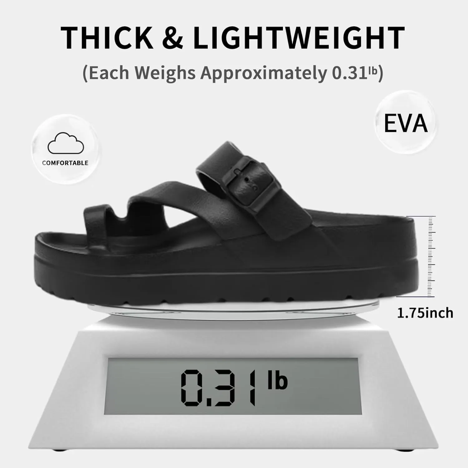 Women's Platform Flip Flops with Arch Support, Eva Lightweight Chunky Slide Sandals for Women, Fashion Comfort Summer Beach Sandal with Adjustable Buckle, Sandalias De Plataforma Para Mujer