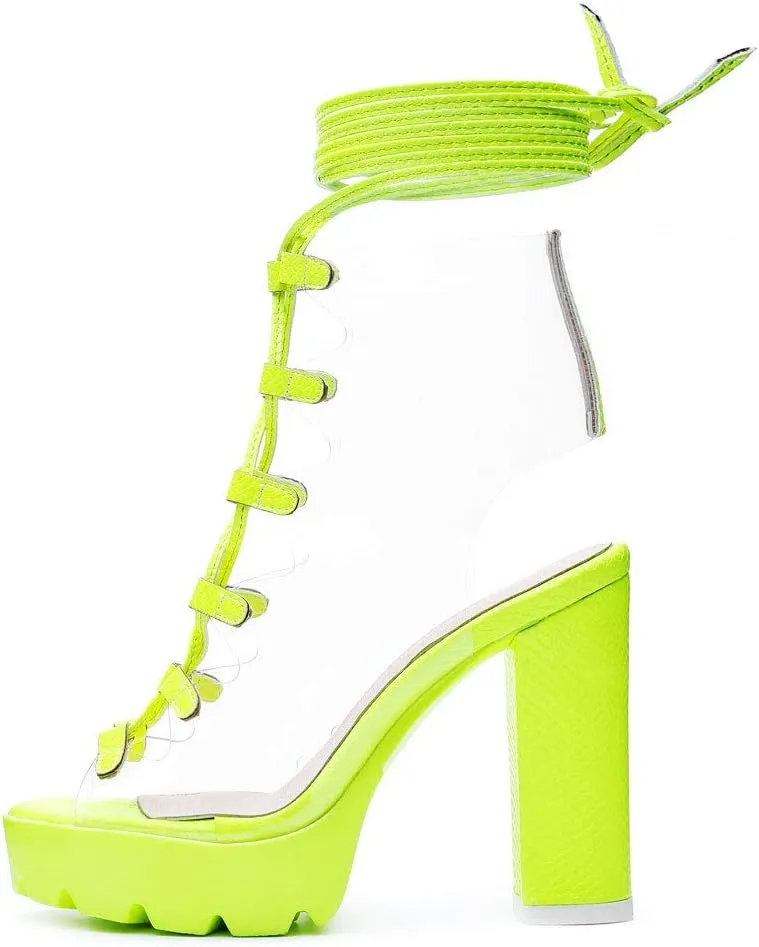 Women's Platform high Heels Strap Peep Toes Dress Clear Shoes White Green Black Wedding Banquet Beautiful Sandals