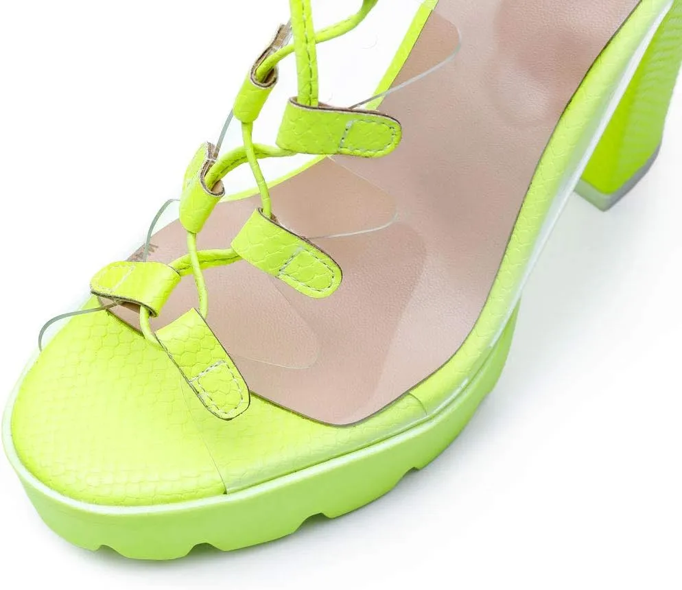 Women's Platform high Heels Strap Peep Toes Dress Clear Shoes White Green Black Wedding Banquet Beautiful Sandals