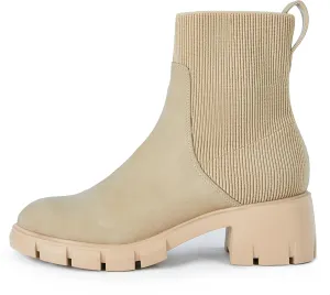 Womens Platform Lug Sole Ankle Boots Chunky Block Heel Fall Booties Elastic Slip on Combat Shoes
