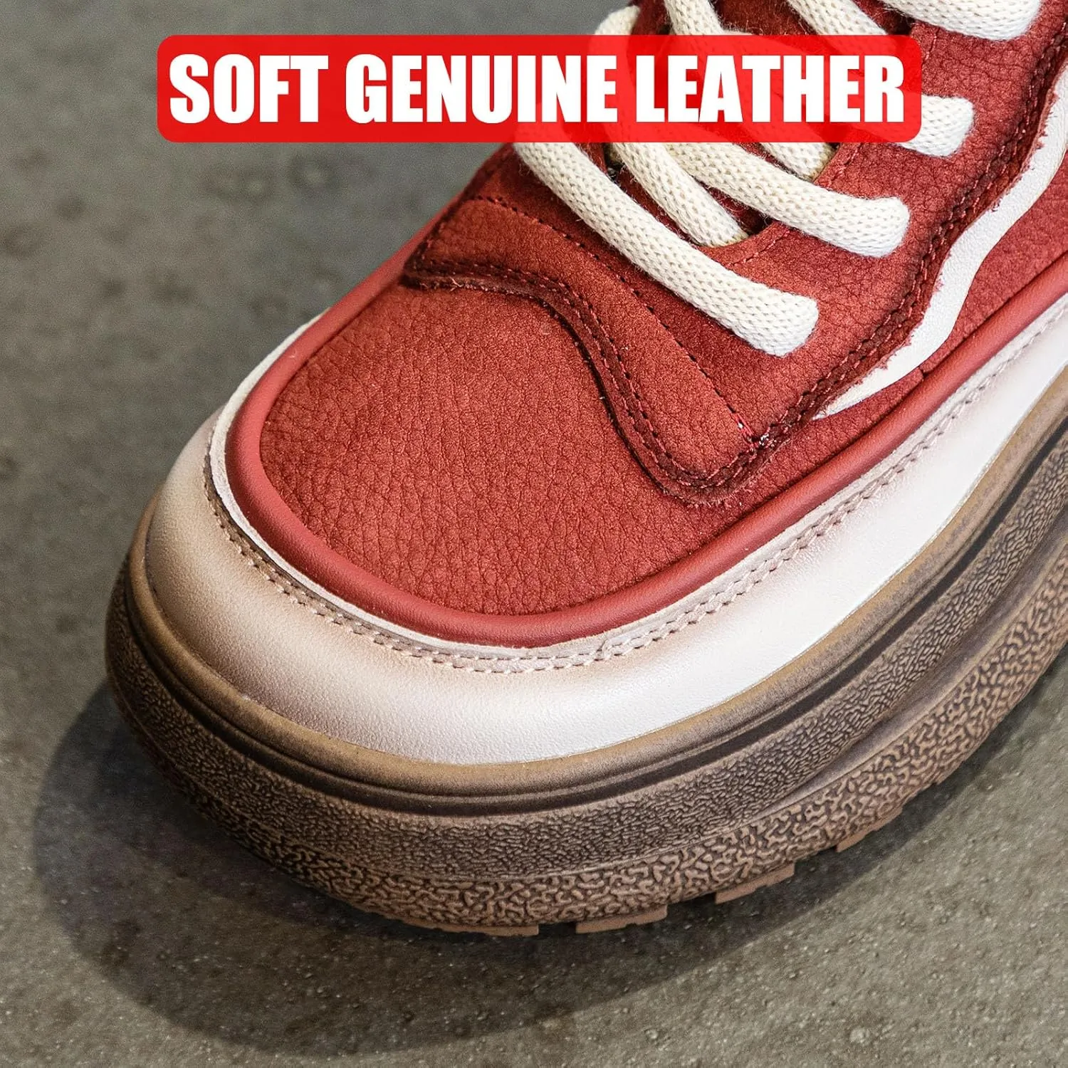 Women's Platform Mid Top Lace Up Casual Shoes Cozy Fur Lining Warm Non-Slip Fashion Chunky Height Increasing Walking Sneakers