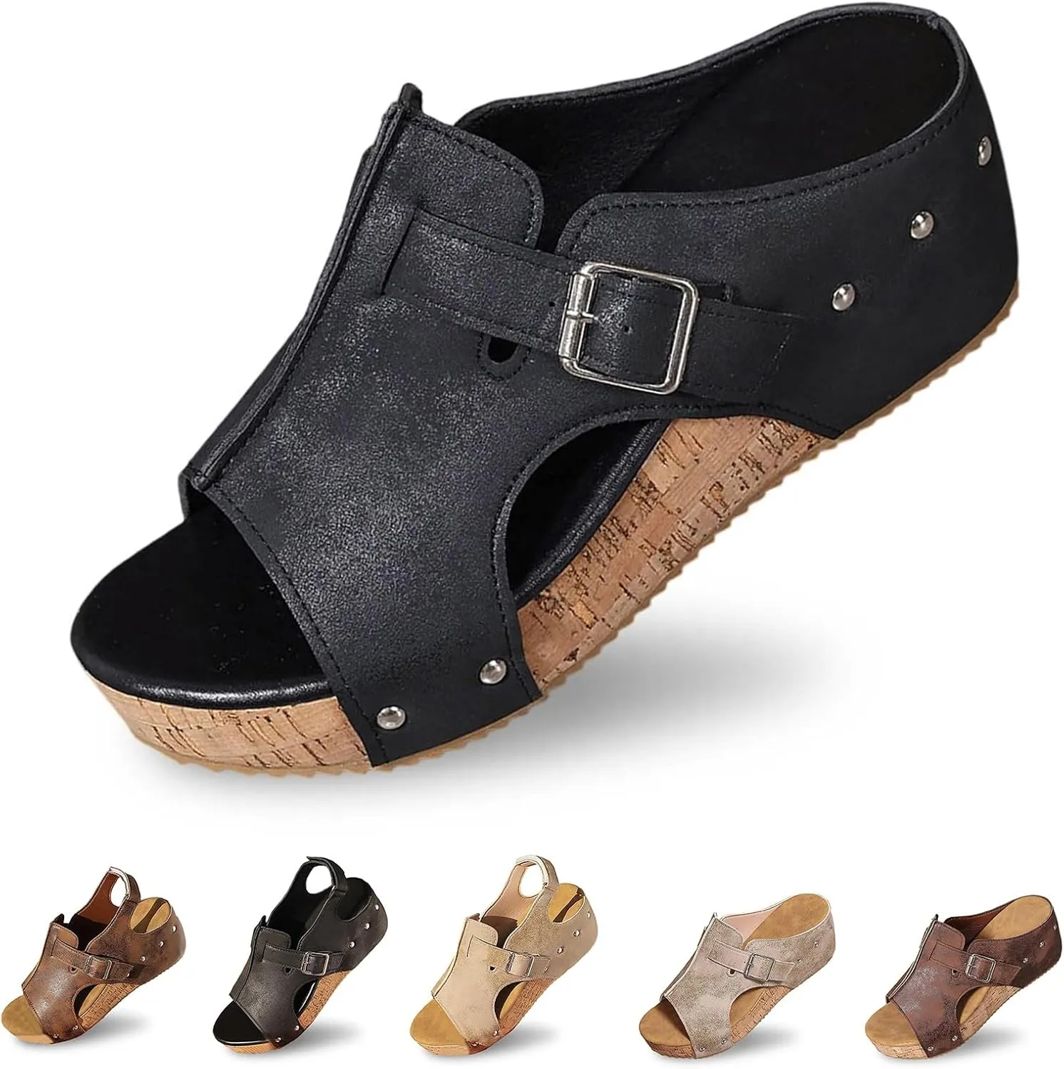 Womens Platform Sandals Summer Beach Ankle Strap Open Toe Espadrilles Wedge Heel Slip on Sandals Dressy Casual Boho Beach Walking Shoes