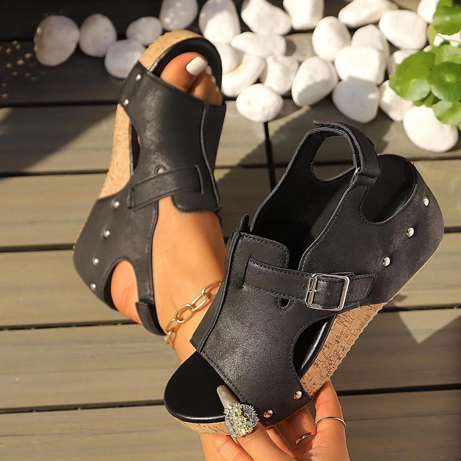 Womens Platform Sandals Summer Beach Ankle Strap Open Toe Espadrilles Wedge Heel Slip on Sandals Dressy Casual Boho Beach Walking Shoes
