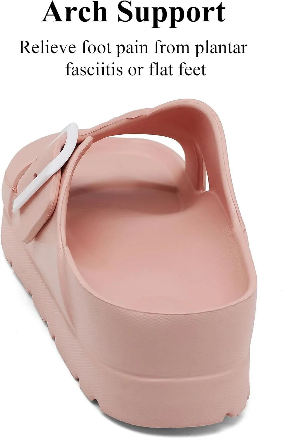 Womens Platform Sandals with Arch Support, Adjustable Buckle Beach Sandal Woman Comfort Lightweight Ultra Cushion EVA Slides
