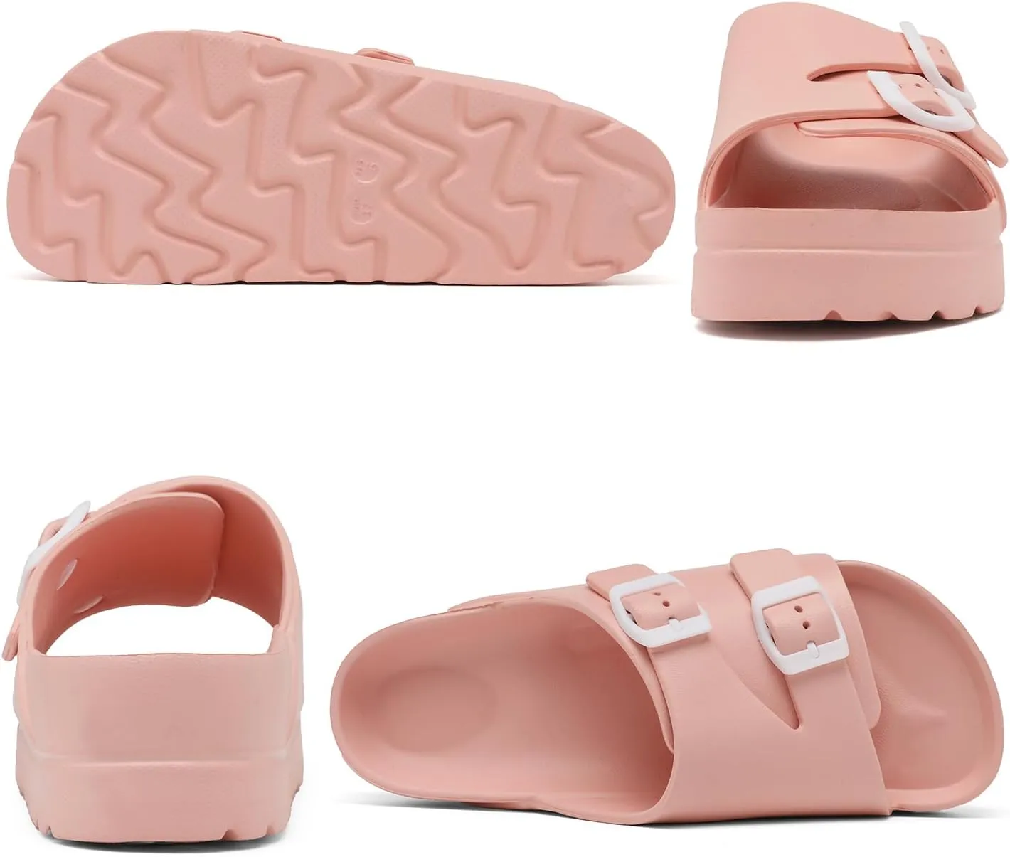 Womens Platform Sandals with Arch Support, Adjustable Buckle Beach Sandal Woman Comfort Lightweight Ultra Cushion EVA Slides