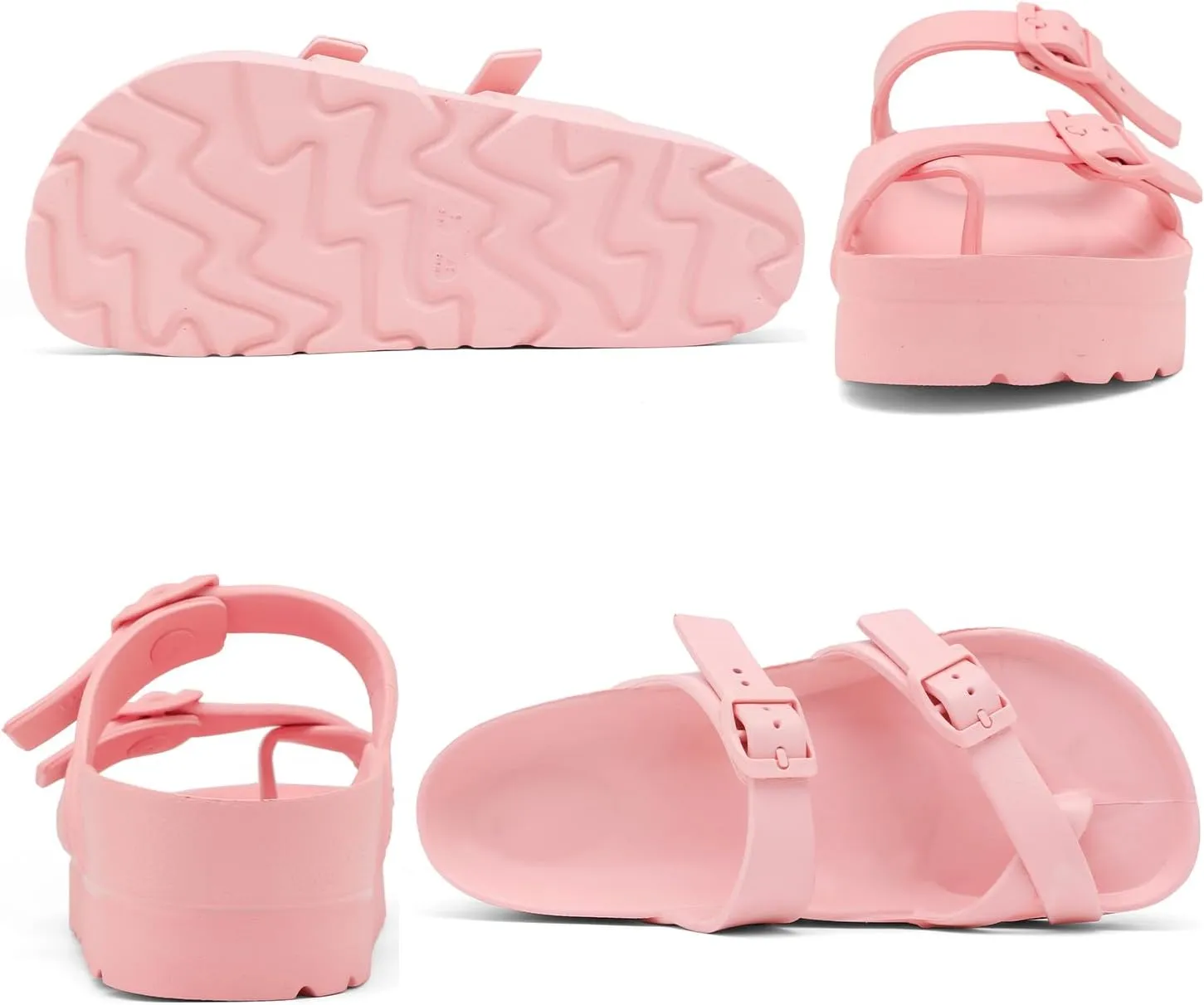 Womens Platform Sandals with Arch Support, Adjustable Buckle Beach Sandal Woman Comfort Lightweight Ultra Cushion EVA Slides