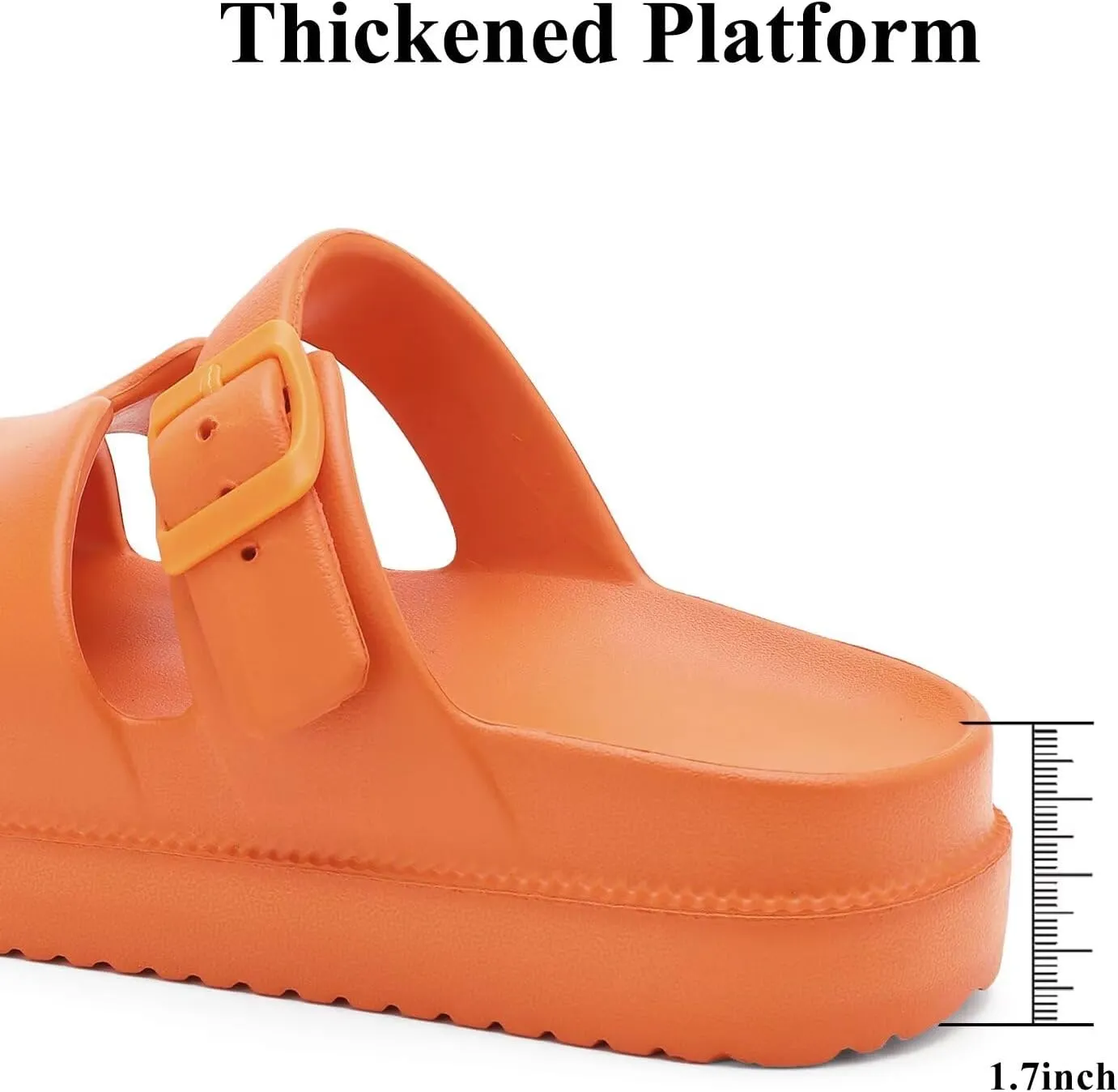 Womens Platform Sandals with Arch Support, Summer Beach Slides Adjustable Buckle, Women Comfort Lightweight Chunky Cushion Slip on H-Strap Sandal