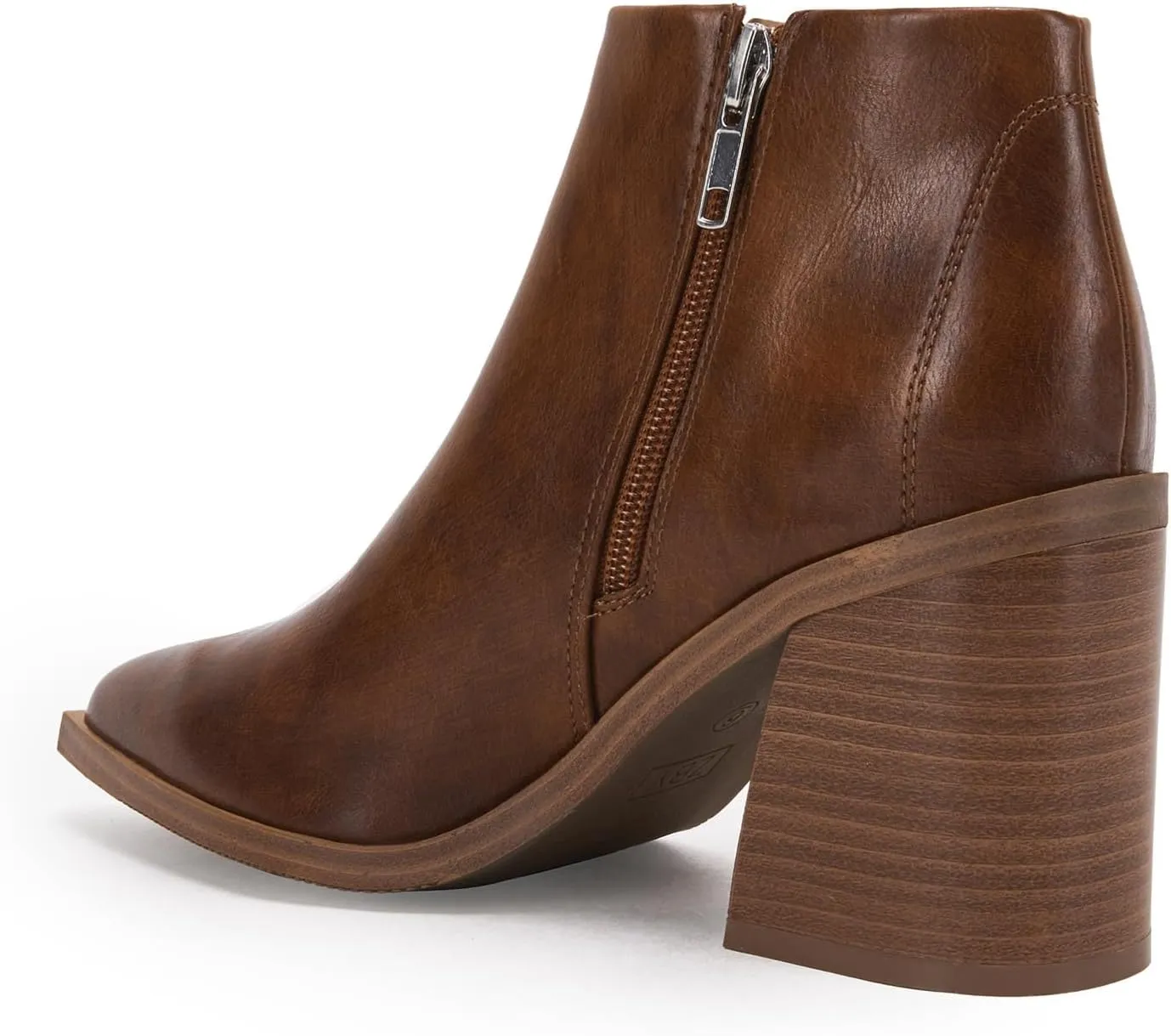 Womens Pointed Toe Ankle Boots Block Stacked Chunky Heel Cutout Side Zipper Fall Booties Shoe