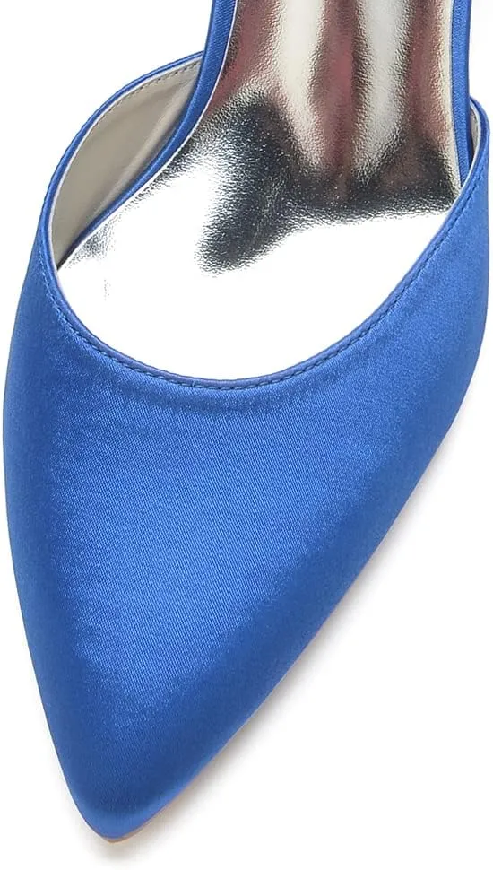 Women's Pointed Toe Pearl Wedding Shoes for Bride Low Heels Satin Heels with Bow Bridal Shoes Chunky Block Heels Comfortable Dance Shoes Pumps
