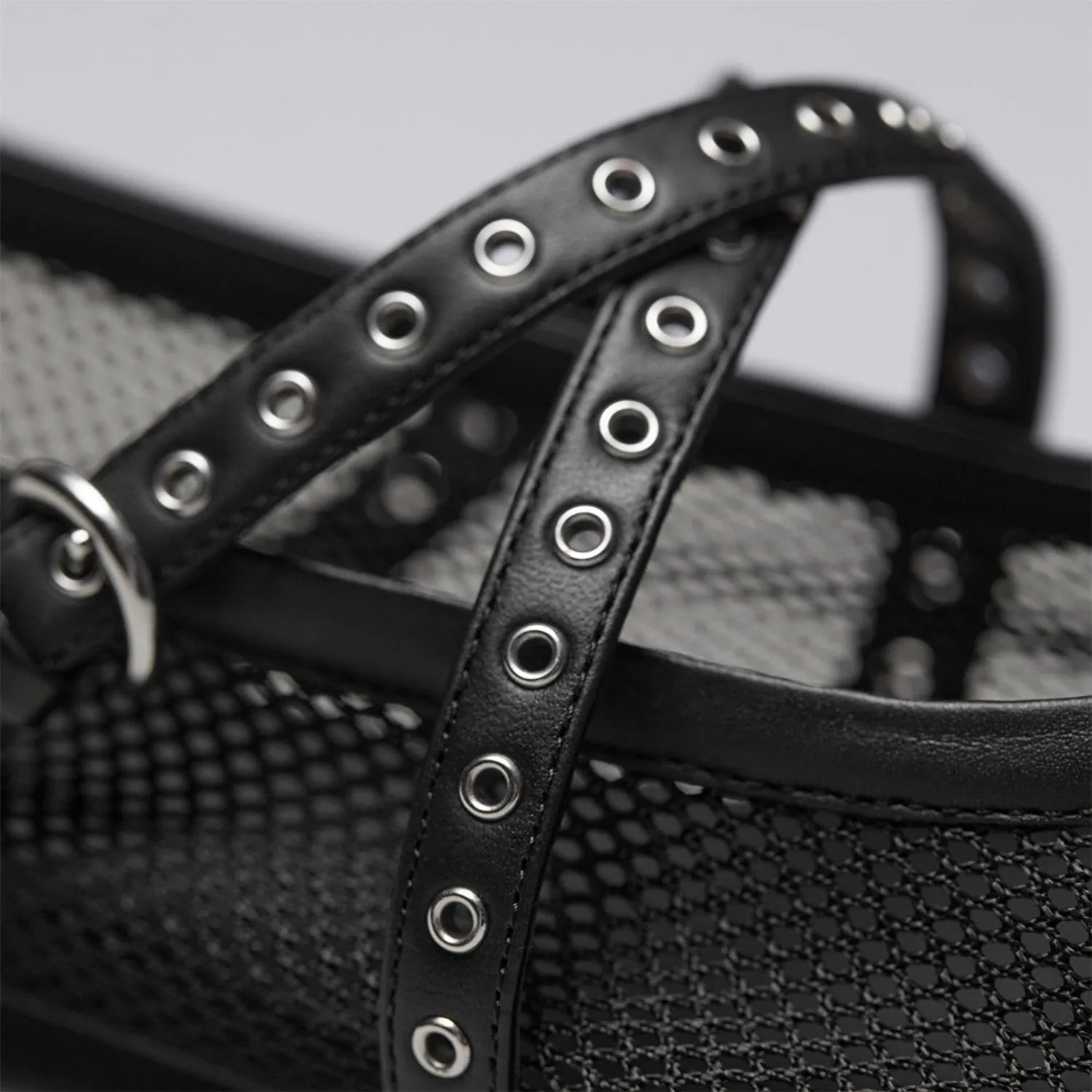 Women's Raffia Ballet Flats Round Toe Studs Strap Mesh Mary Janes Shoes Comfort Casual Flat Shoe for Women