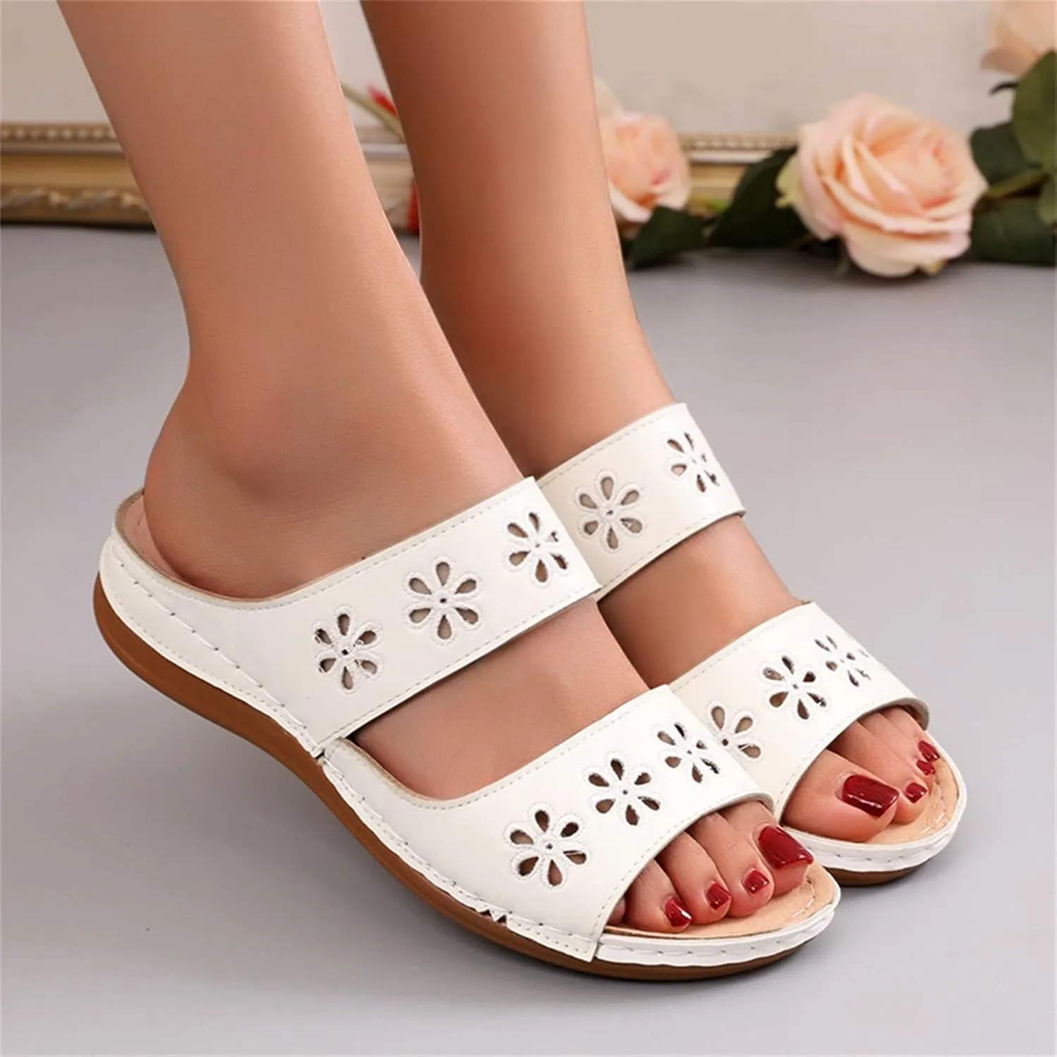 Womens Recovery Sandals Orthopedic with Arch Support Adjustable Straps Comfortable Walking Shoes Thick Cushion Summer Beach Casual Outdoor Plantar Fasciitis Relief