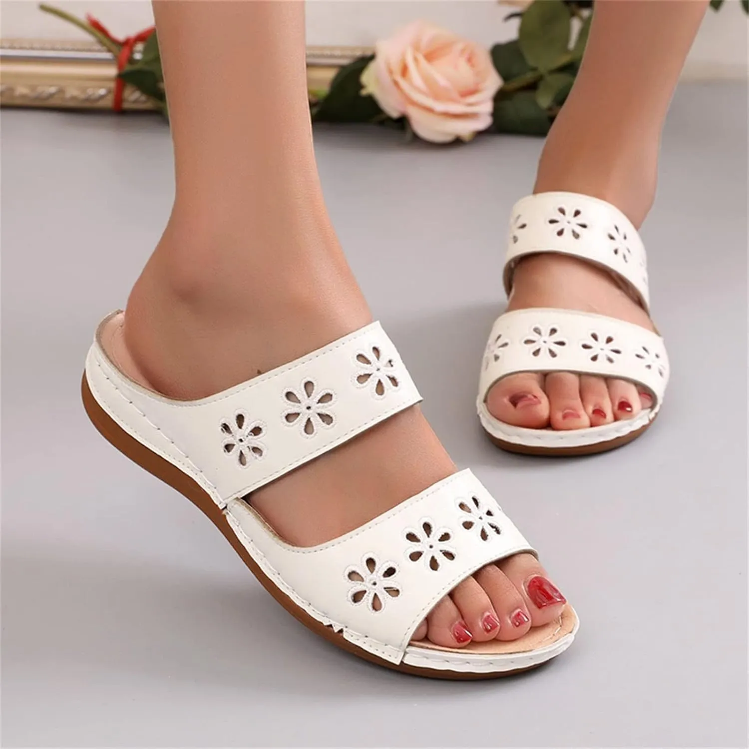 Womens Recovery Sandals Orthopedic with Arch Support Adjustable Straps Comfortable Walking Shoes Thick Cushion Summer Beach Casual Outdoor Plantar Fasciitis Relief