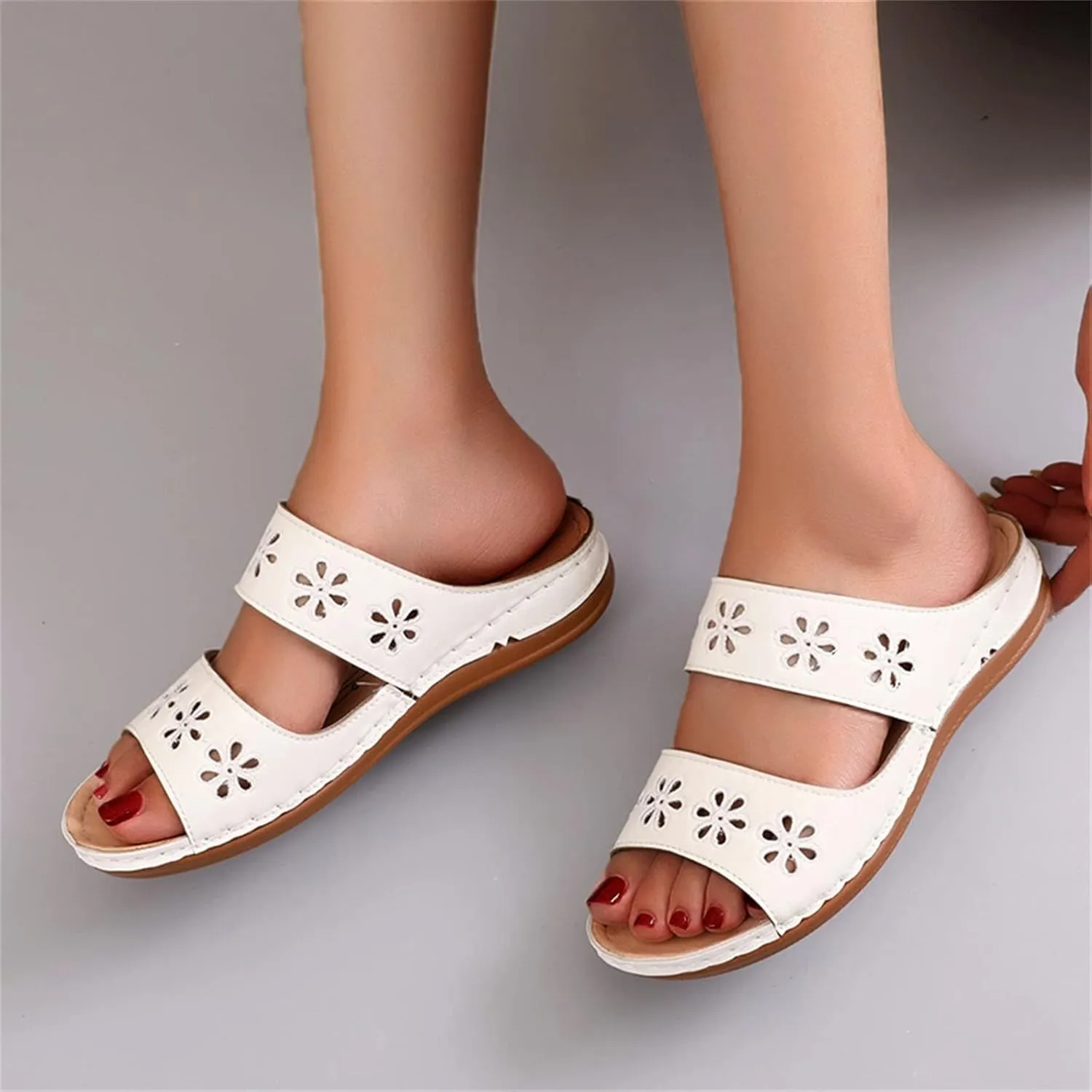 Womens Recovery Sandals Orthopedic with Arch Support Adjustable Straps Comfortable Walking Shoes Thick Cushion Summer Beach Casual Outdoor Plantar Fasciitis Relief