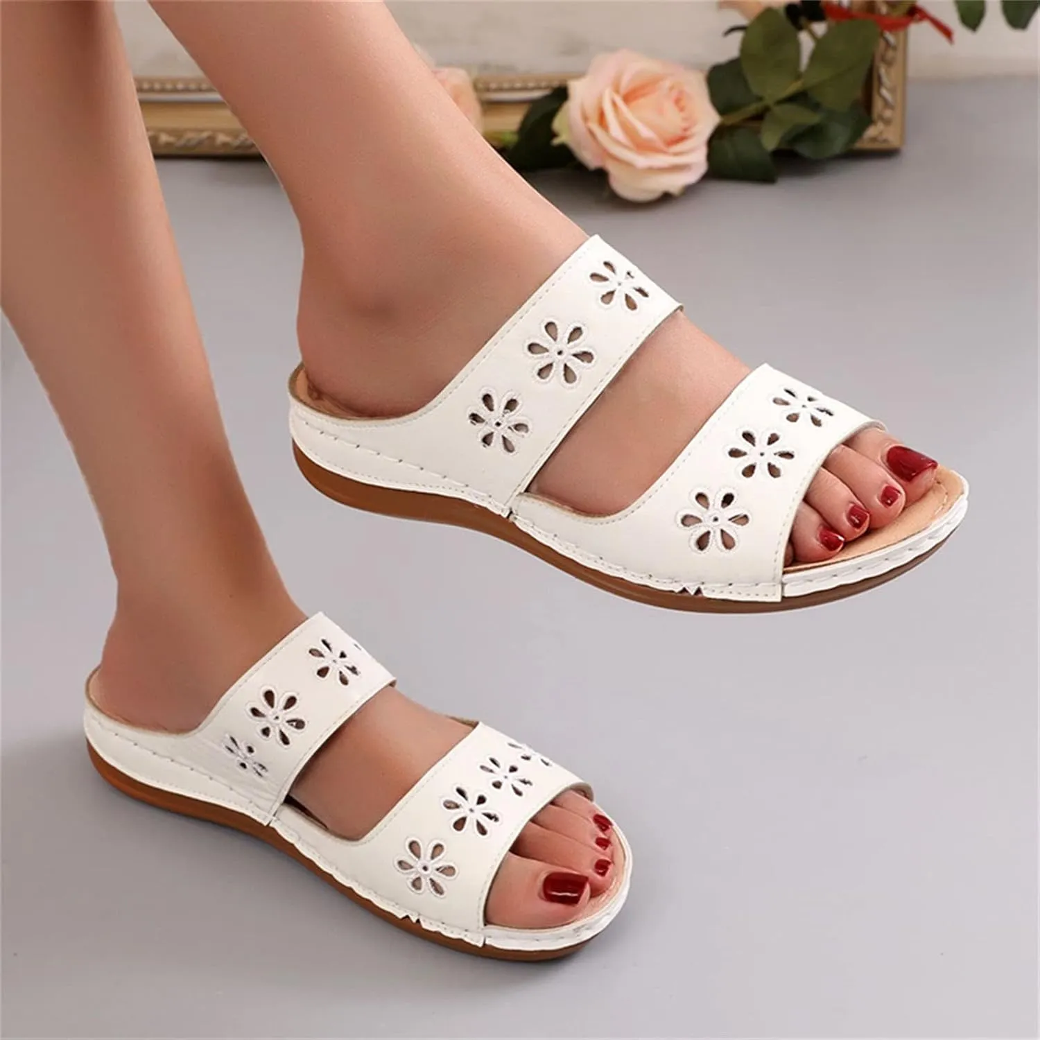 Womens Recovery Sandals Orthopedic with Arch Support Adjustable Straps Comfortable Walking Shoes Thick Cushion Summer Beach Casual Outdoor Plantar Fasciitis Relief