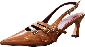 Women's Retro Roman High Heels Summer Leather Buckle High Heel Sandals