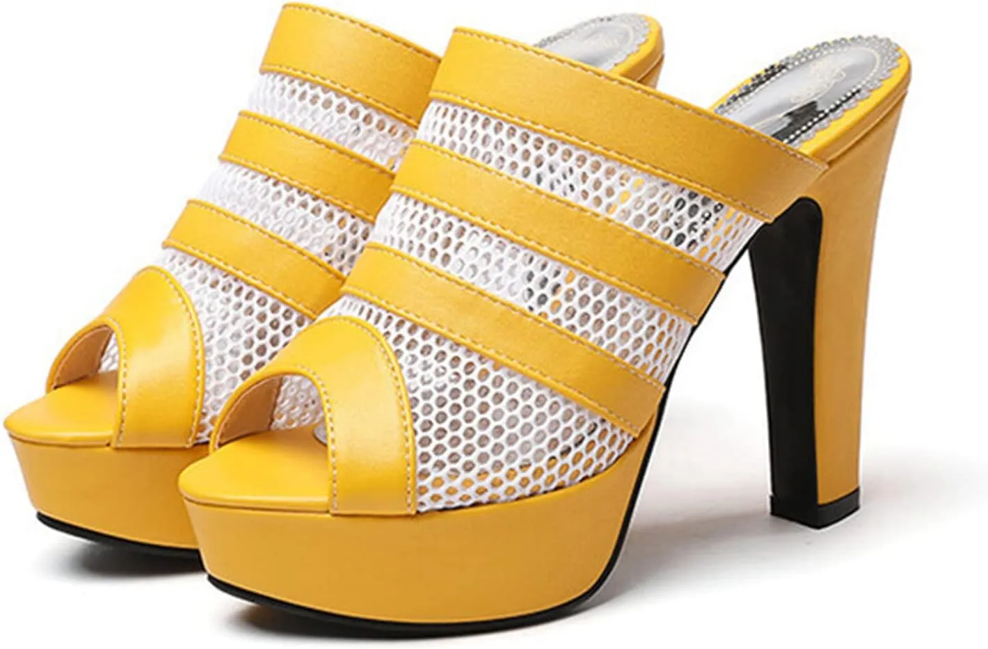 Women's Sandals Block Heel Platform Fish Mouth Open Toe Hollow Mesh Fish Mouth High Heels Fashion Casual Everyday Party Large Size Heel Height 11.5Cm/4.2In Summer Sandals
