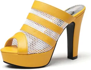 Women's Sandals Block Heel Platform Fish Mouth Open Toe Hollow Mesh Fish Mouth High Heels Fashion Casual Everyday Party Large Size Heel Height 11.5Cm/4.2In Summer Sandals