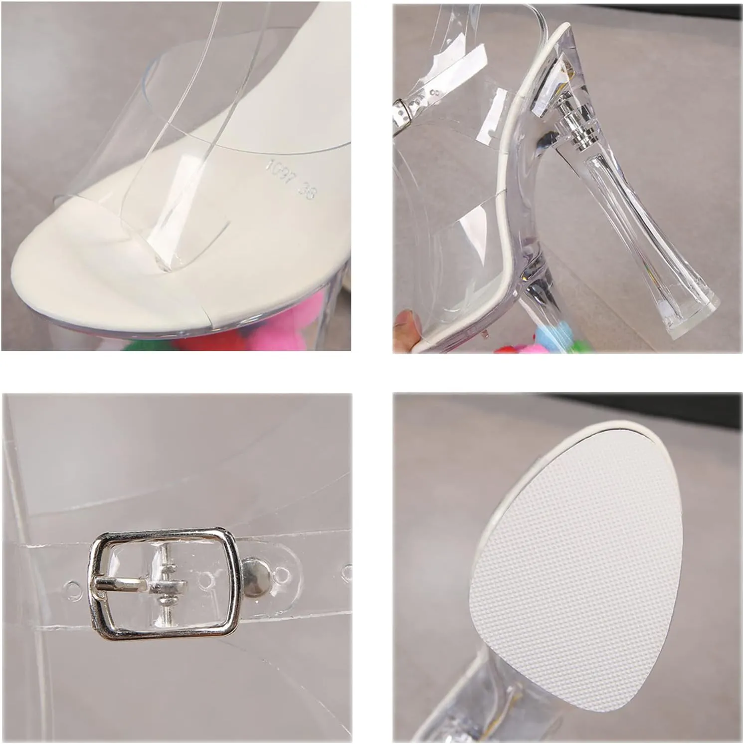 Women's Sandals Round Toe Transparent Chunky Heel Platform Glowing High Heels Sexy Nightclub Catwalk Pole Dancing High Heel Sandals Heel Height 17cm/6.6in
