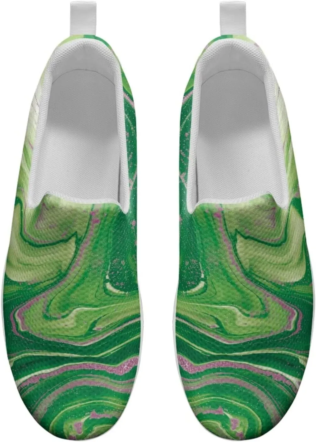 Womens Shoes Wedge Rocker Bottom Anti Slip Walking Lightweight Casual Sneakers Marble Print Slip Resistant