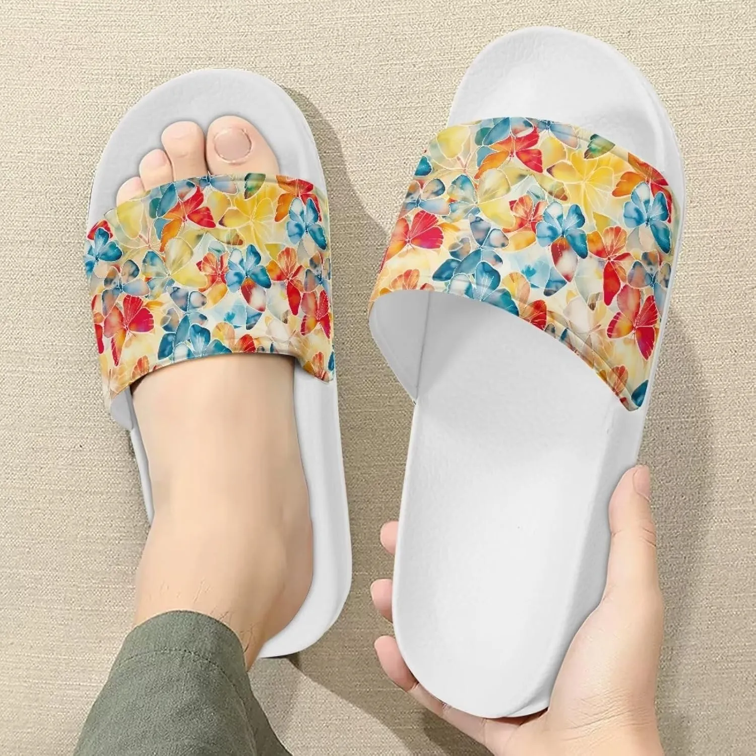 Women's Slide Sandals Lightweight Comfort Athletic Sandals Slip On Casual Open Toe Summer Beach Spa Flip Flops Size 6-13.5
