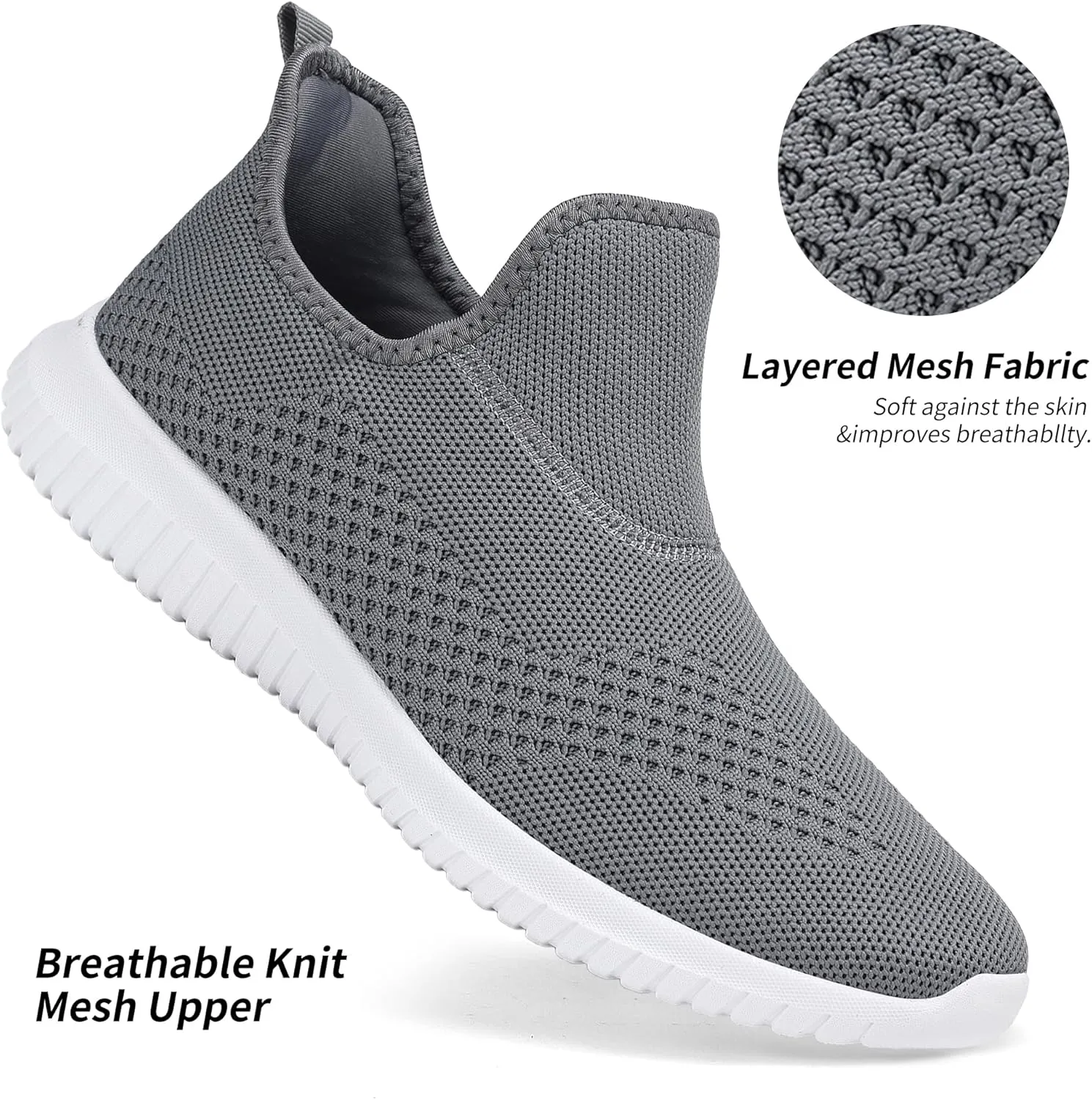 Women's Slip On Comfort Walking Shoes Ultra Lightweight Breathable Running Tennis Athletic Gym Workout Non Slip Athletic Fashion Sneakers