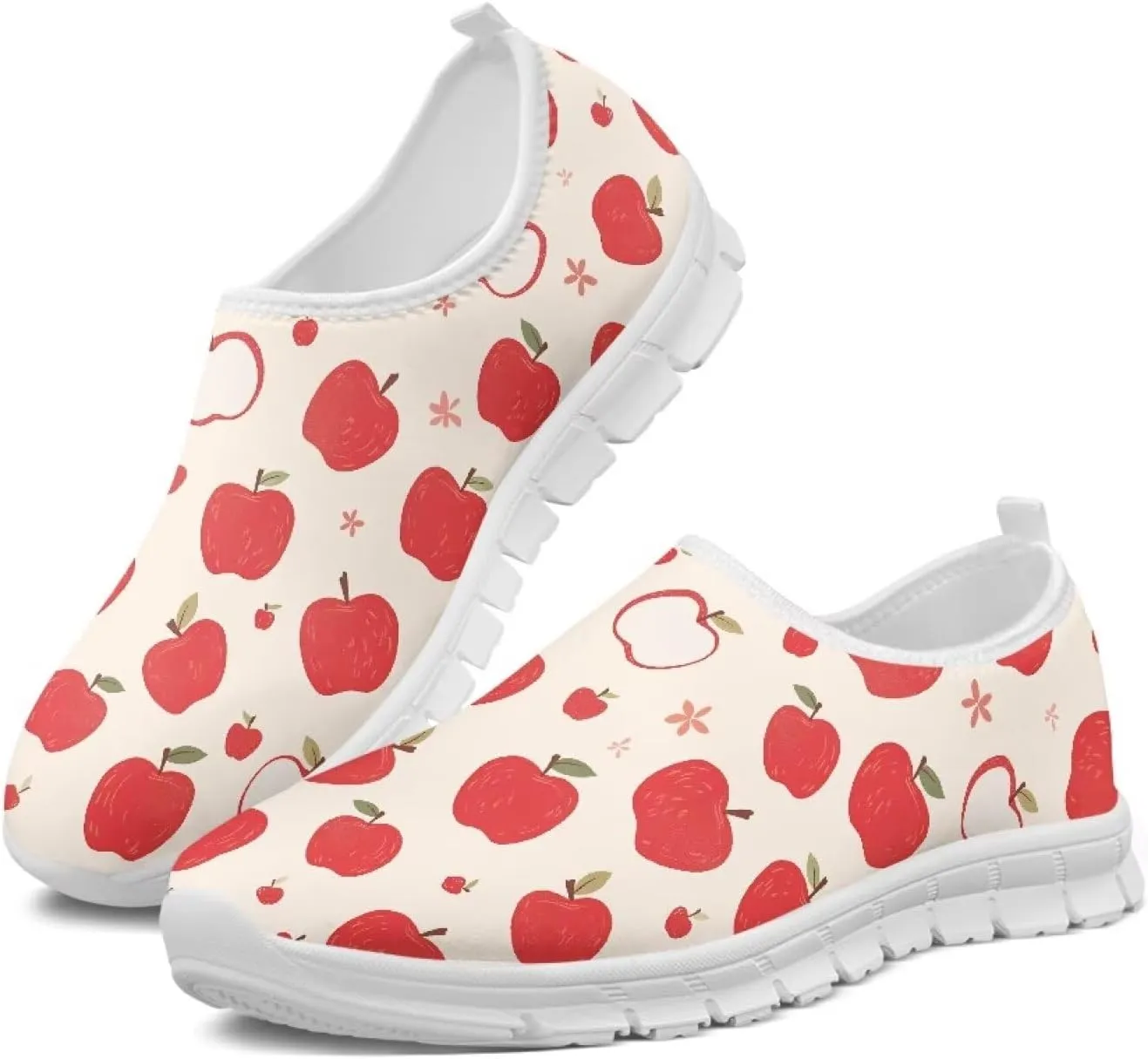 Womens Slip On Sneakers Lightweight Casual Shoes Soft Anti-Slip Tennis Shoes for Gym Travel Size 5.5-11.5 White Sole