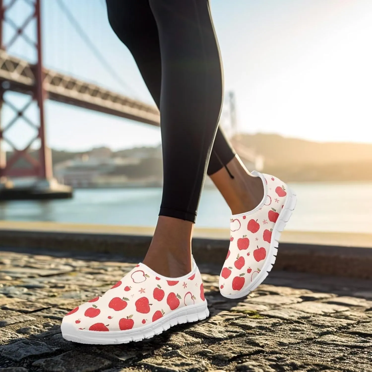 Womens Slip On Sneakers Lightweight Casual Shoes Soft Anti-Slip Tennis Shoes for Gym Travel Size 5.5-11.5 White Sole