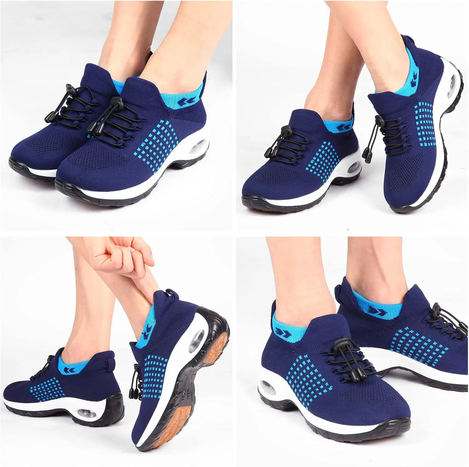 Women's Slip-On Walking Shoes - Non-Slip Sole, Breathable Mesh, and Comfort Cushioning - Sporty and Lightweight Sneakers for Women