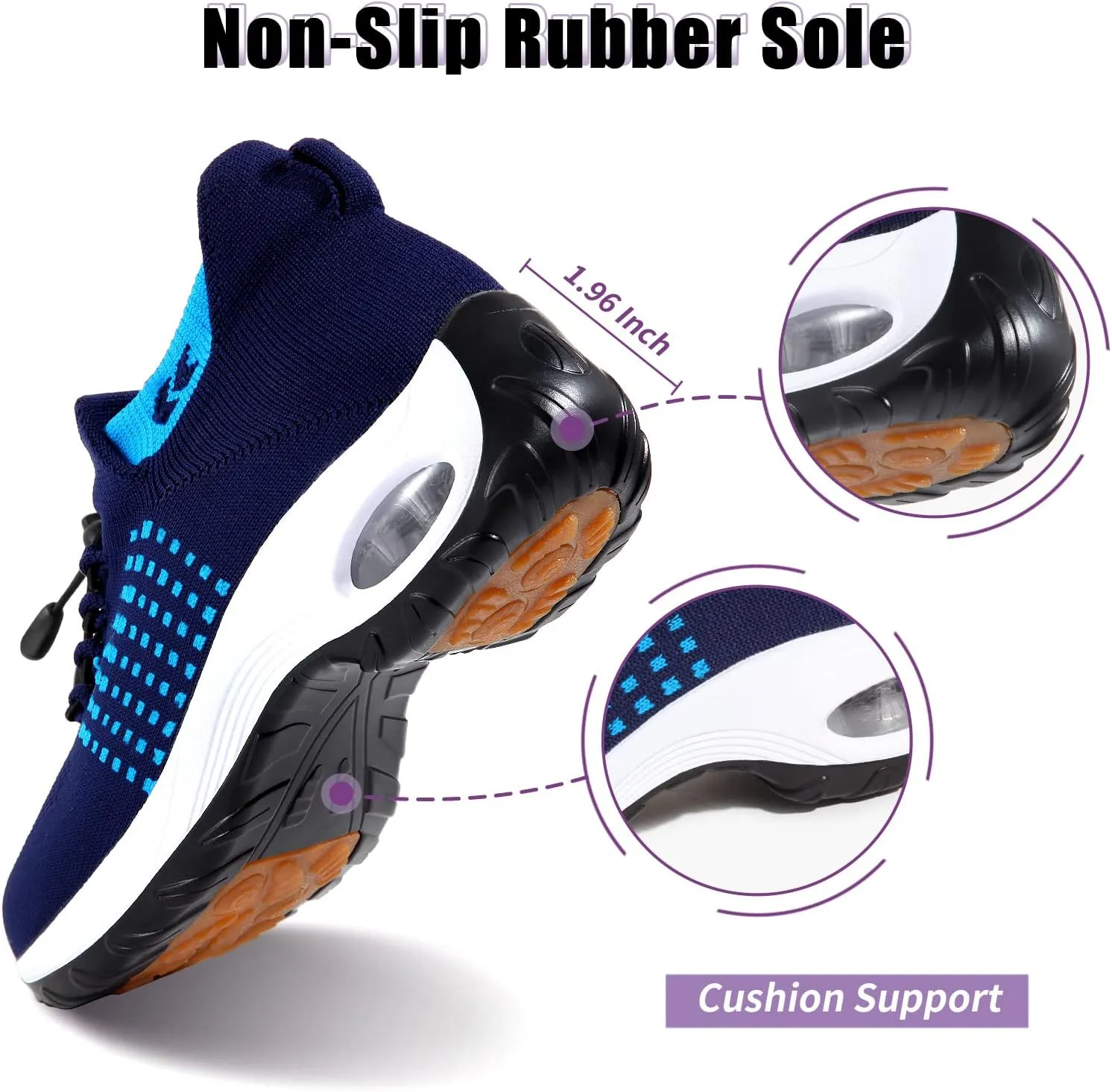Women's Slip-On Walking Shoes - Non-Slip Sole, Breathable Mesh, and Comfort Cushioning - Sporty and Lightweight Sneakers for Women