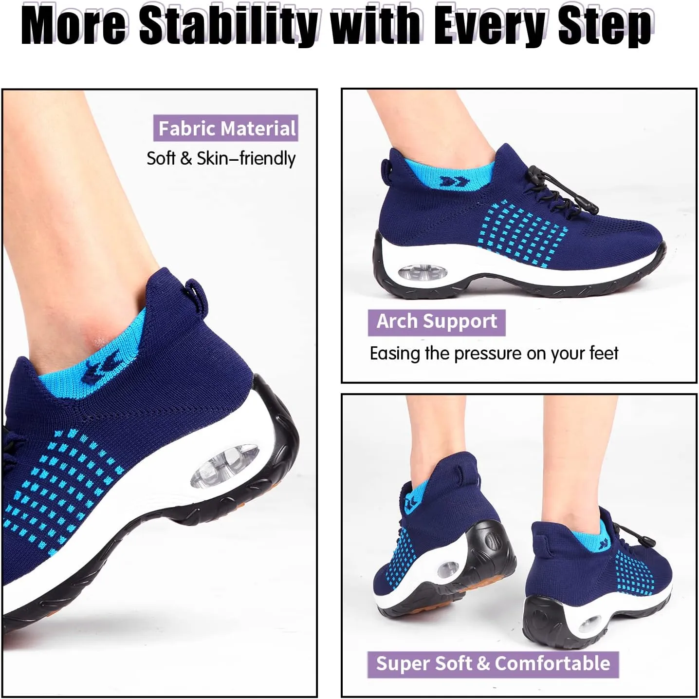 Women's Slip-On Walking Shoes - Non-Slip Sole, Breathable Mesh, and Comfort Cushioning - Sporty and Lightweight Sneakers for Women